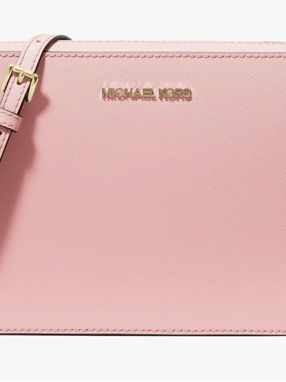 Michael Kors Blush Saffiano Crossbody with Gold Logo